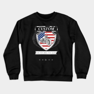 Custom Motorcycles, USA Customised Motorbike Enthusiast Crewneck Sweatshirt